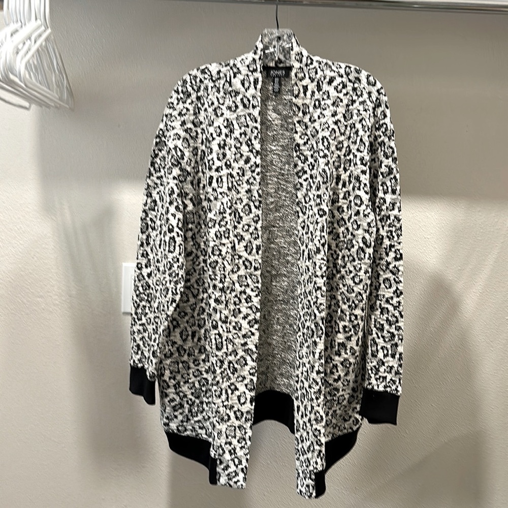 Jones New York Open Front cardigan - black & white